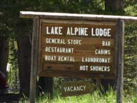 The Lake Alpine Lodge Sign from Highway 4
